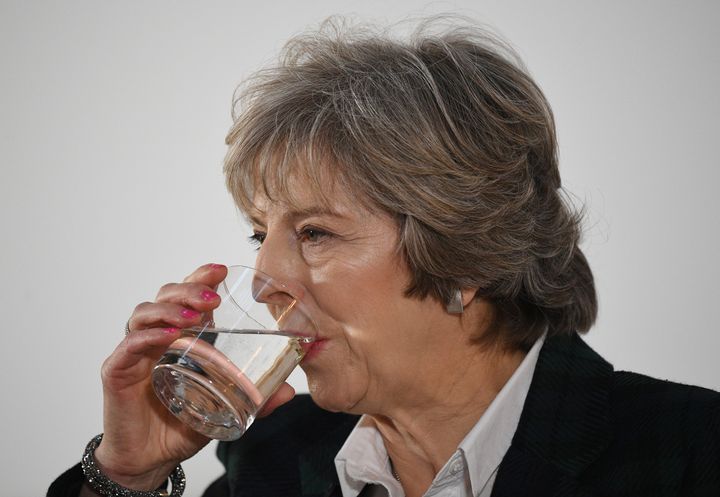Theresa May drinking the tears of the 48%