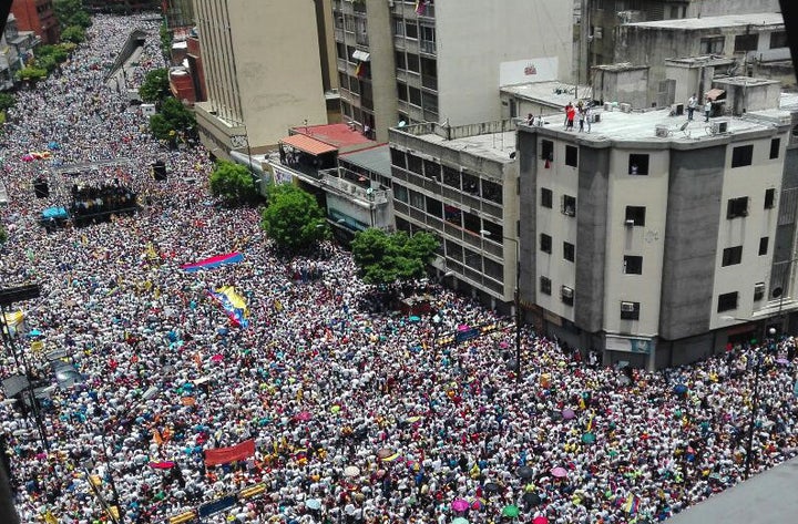 Opposition activists march in Caracas, on Sept. 1, 2016.