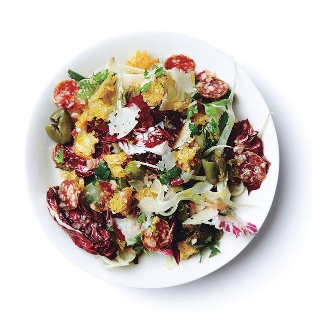 <p><strong>Get the Recipe:</strong> <a rel="nofollow" href="http://www.bonappetit.com/recipe/radicchio-fennel-and-olive-panzanella?mbid=synd_huffpotaste" target="_blank">Radicchio, Fennel, and Olive Panzanella</a></p>