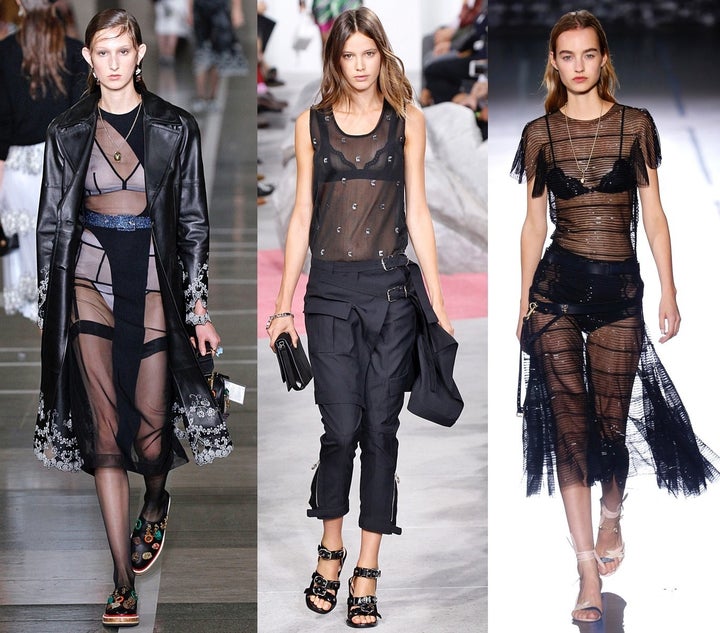 <p>From left: Christopher Kane, Carven, John Galliano.</p>