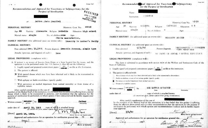 <p>Sterilization recommendation forms for 1935 and 1940.
</p>