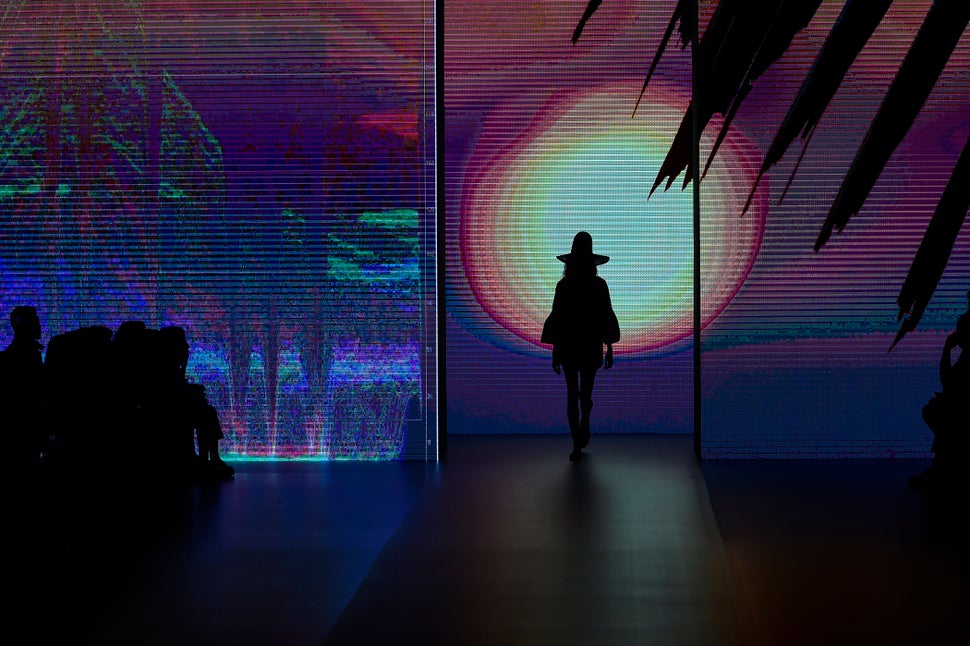 A model walks the runway during the Osklen show at Sao Paulo Fashion Week Fall/Winter 2017, Oct. 26, 2016, in Sao Paulo.