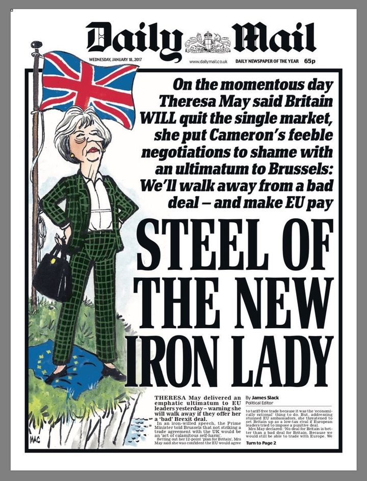 Wednesday's Daily Mail front page referred to Theresa May as the 'new Iron Lady'