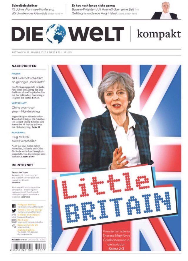 The front page of German newspaper Die Welt