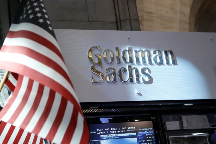 A view of the Goldman Sachs stall on the floor of the New York Stock Exchange July 16, 2013.