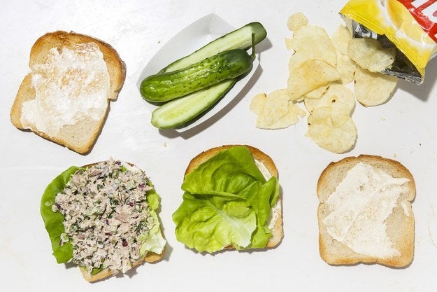 <p>Celery’s <a rel="nofollow" href="http://www.bonappetit.com/recipe/classic-tuna-salad?mbid=synd_huffpotaste" target="_blank">in there</a> somewhere, but all I see are chips.</p>