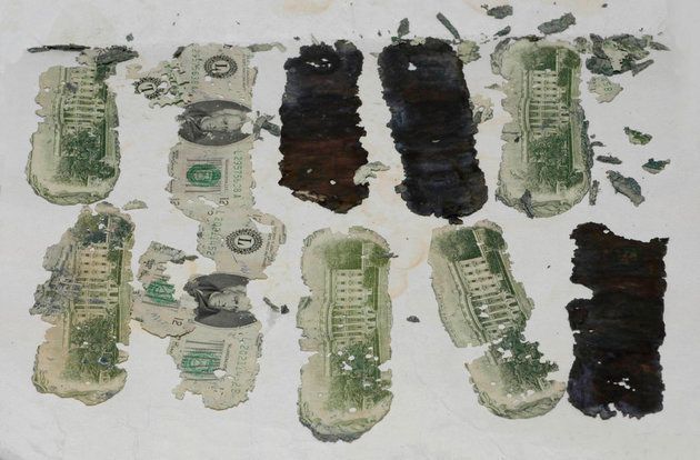 Some of the stolen $20 bills recovered after DB Cooper leapt from the plane 