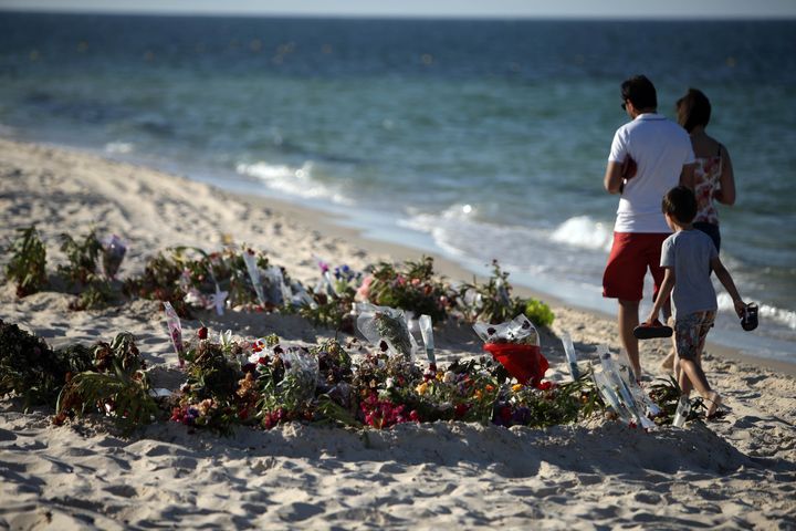 Tributes remain on the beach near the RIU Imperial Marhaba hotel in Sousse, Tunisia, following the terror attacks on the beach.