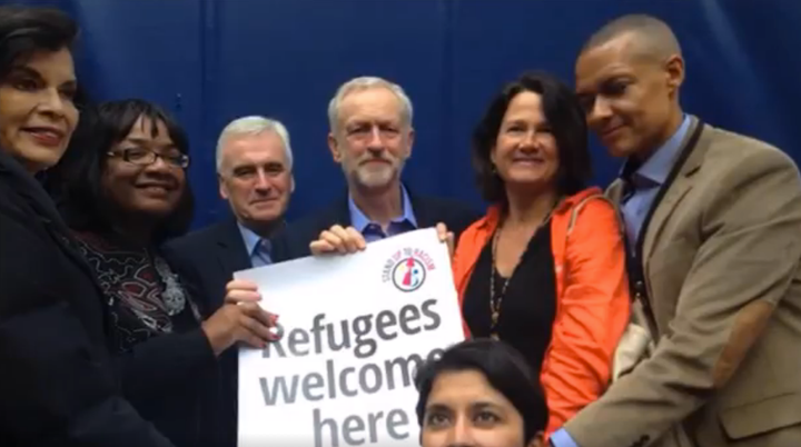 Pictures of Theresa May and Jeremy Corbyn appear in the video as Golding says 'every traitor in this country' will 'meet your miserable ends at the hands of Britain First'