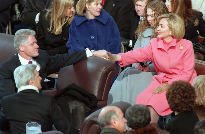 Hillary, Chelsea and Bill Clinton at Clinton's second inauguration, Jan. 20 1997