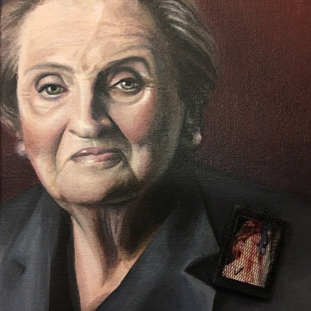 <p>Madeleine Albright from Czechslovakia by artist, Calida Rawles. Madeleine Albright served as the first woman Secretary of State during the Clinton administration.</p>