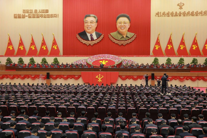 North Korean leader Kim Jong Un speaks during the first party committee meeting in Pyongyang in this undated photo released by North Korea's Korean Central News Agency on Dec. 25, 2016.