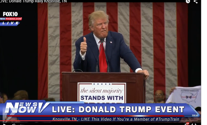 <p>Trump Thumbs up photo with Patriot Threads shirt</p>