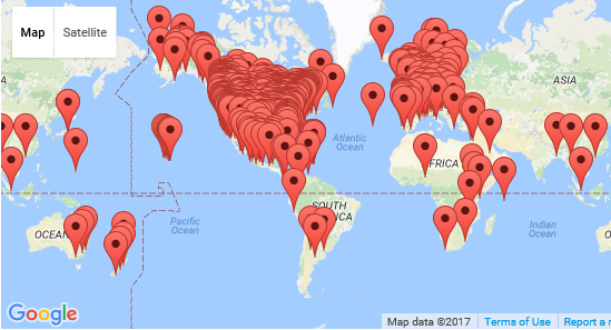 Map shows more than 600 sister marches so far (updated Jan 19)  