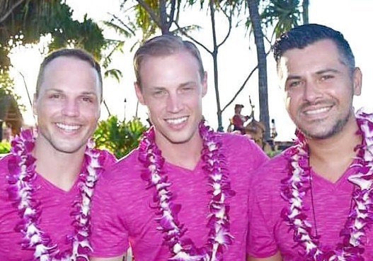 “On Wednesdays we wear Pink” — The trio that vacations together, stays together! Barry, Claude and San Pedro during a family trip to Hawaii.