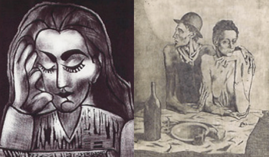 These two etches by Pablo Picasso, "Jacqueline Lisant" and "Le Repas Frugal," were stolen by Patmon in 2008.