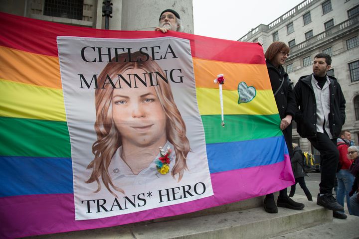 A demonstration in favour of Chelsea Manning's release in London