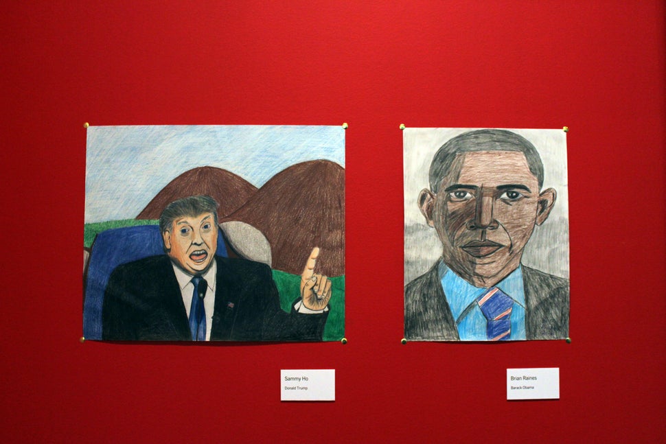 (L) Sammy Ho's "Donald Trump" and (R) Brian Raines' "Barack Obama."