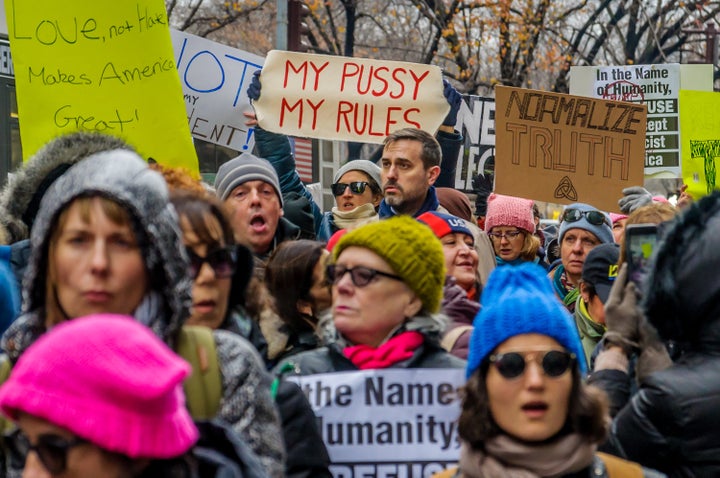 Women and allies march in New York on Dec. 12, 2016.