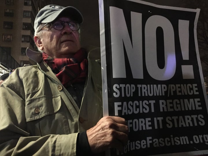 Clark Luster, 72, flew from his home in Asheville, N.C. to participate in the We Stand United rally in NYC and the Women's March on Washington.