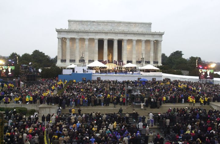 Opening ceremonies of Presidential Inaugural weekend for George W. Bush and Richard Cheney at Lincoln Memorial.