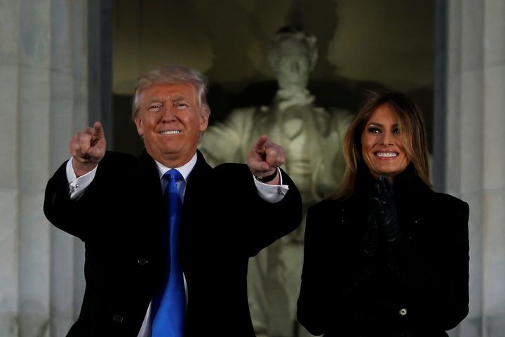 Donald Trump and his wife Melania at his inaugural concert on January 19, 2017.