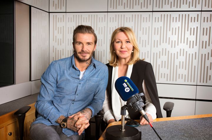 Desert Island Discs host Kirsty Young with her latest Castaway, David Beckham