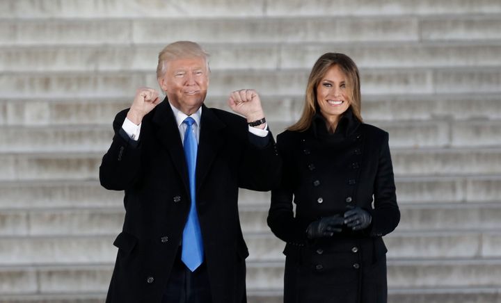 Donald Trump with his wife Melania at the Make America Great Again! Welcome Celebration at the Lincoln Memorial on Thursday 