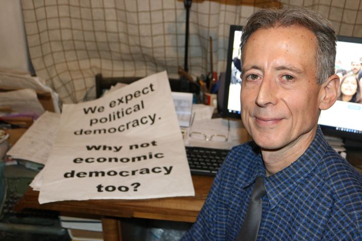 Peter Tatchell at home in his south London flat in January. 