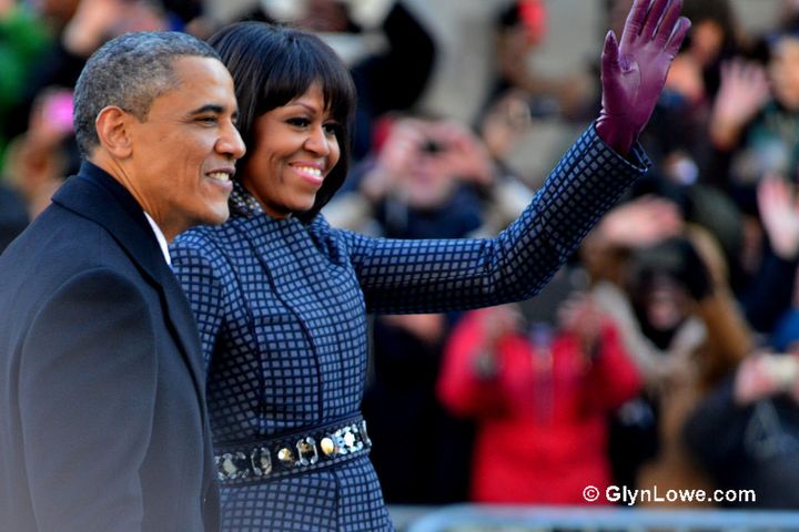 <p>President and First Lady Obama at their second inauguration. </p>