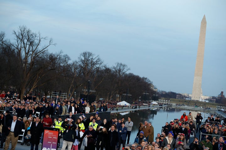 The crowds during the inauguration concert at the Lincoln Memorial