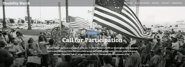 A screen grab from the Disability March's homepage.