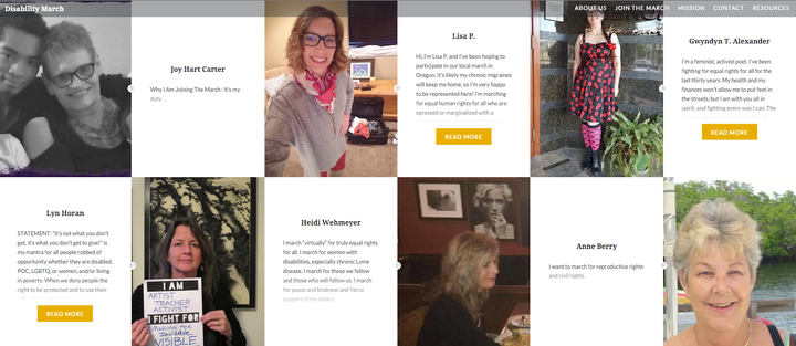 A screen grab of uploaded stories from the Disability March.