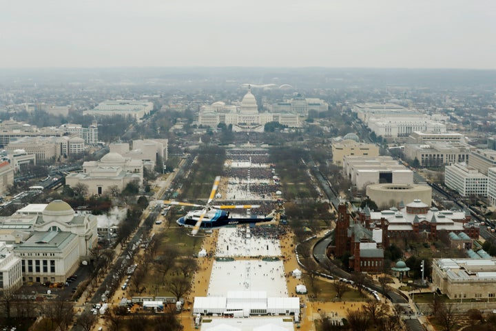 An aerial view of Donald Trump's inauguration. 