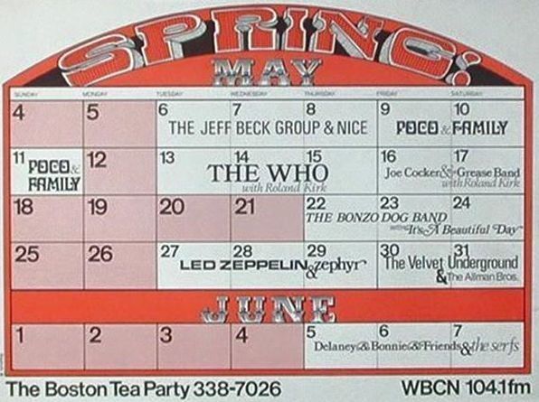Boston Tea Party Schedule May 1969