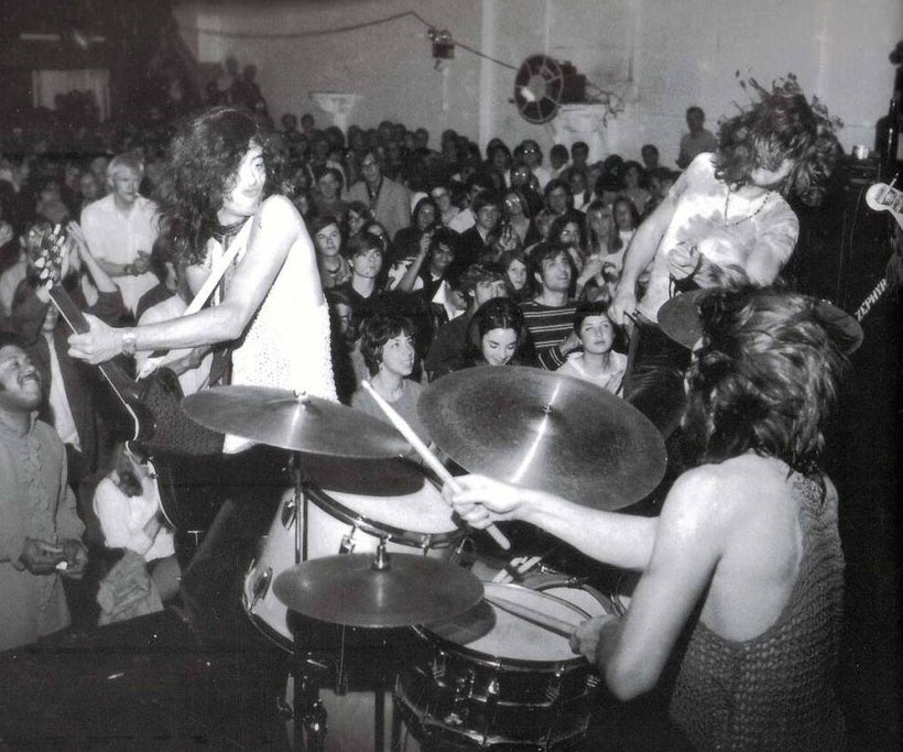 Led Zeppelin in 1969 at at the Boston Tea Party during their first U.S. tour. WBCN announcer (and later MTV VJ) J.J. Jackson