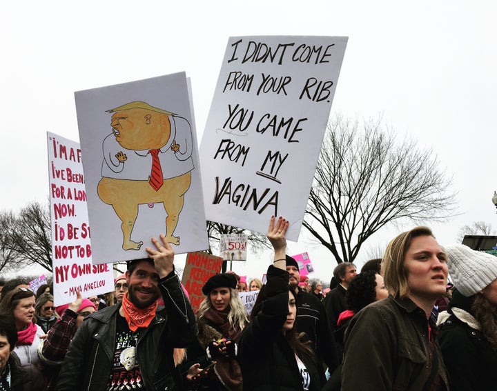 Protesters marched down Constitution Ave, NW in Washington, D.C., right by the Washington Monument. 