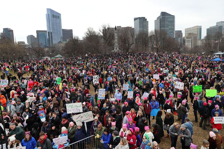 Thousands of people filled Boston Common for the Boston Women's March for America on Saturday, Jan. 21, 2017.