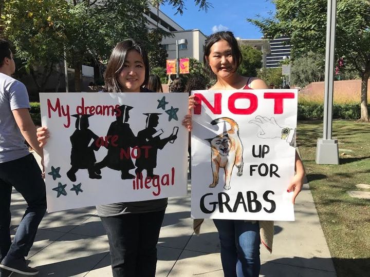 Sisters Christina and Elizabeth Kim, 26 and 15, marched in Los Angeles to support undocumented immigrants.