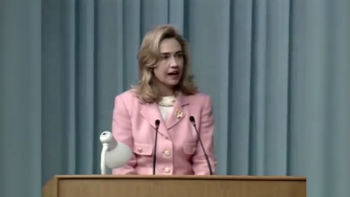 <p>September 5, 1995 — A defiant Hillary Clinton, then the First Lady of the United States, declaring that “human rights are women’s rights and women’s rights are human rights, once and for all” at the United Nations Fourth World Conference on Women in Beijing, China.</p>