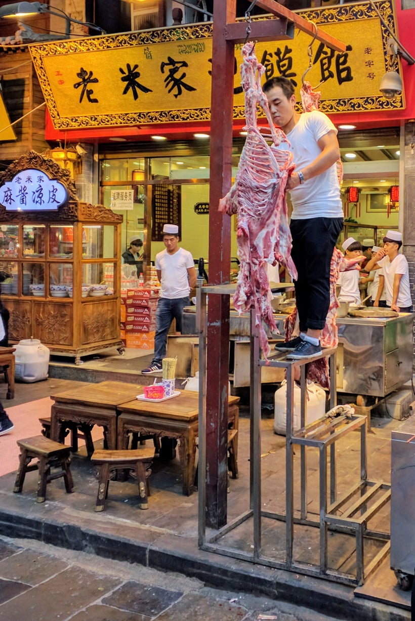 A street butcher in the Muslim Quarter