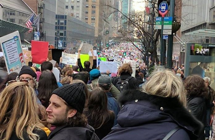 A crowded street in Manhattan’s Sister Women’s March