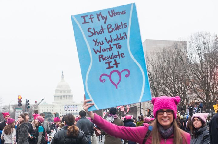 A woman holds a sign at the Women's March on Washington on Jan. 21, 2017.