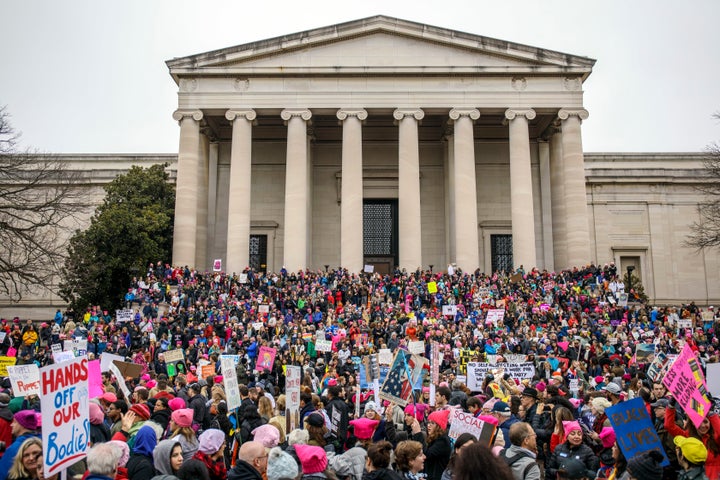 Hundreds of thousands of people protested President Donald Trump in Washington on Saturday. Ekram and Yasmin made sure t