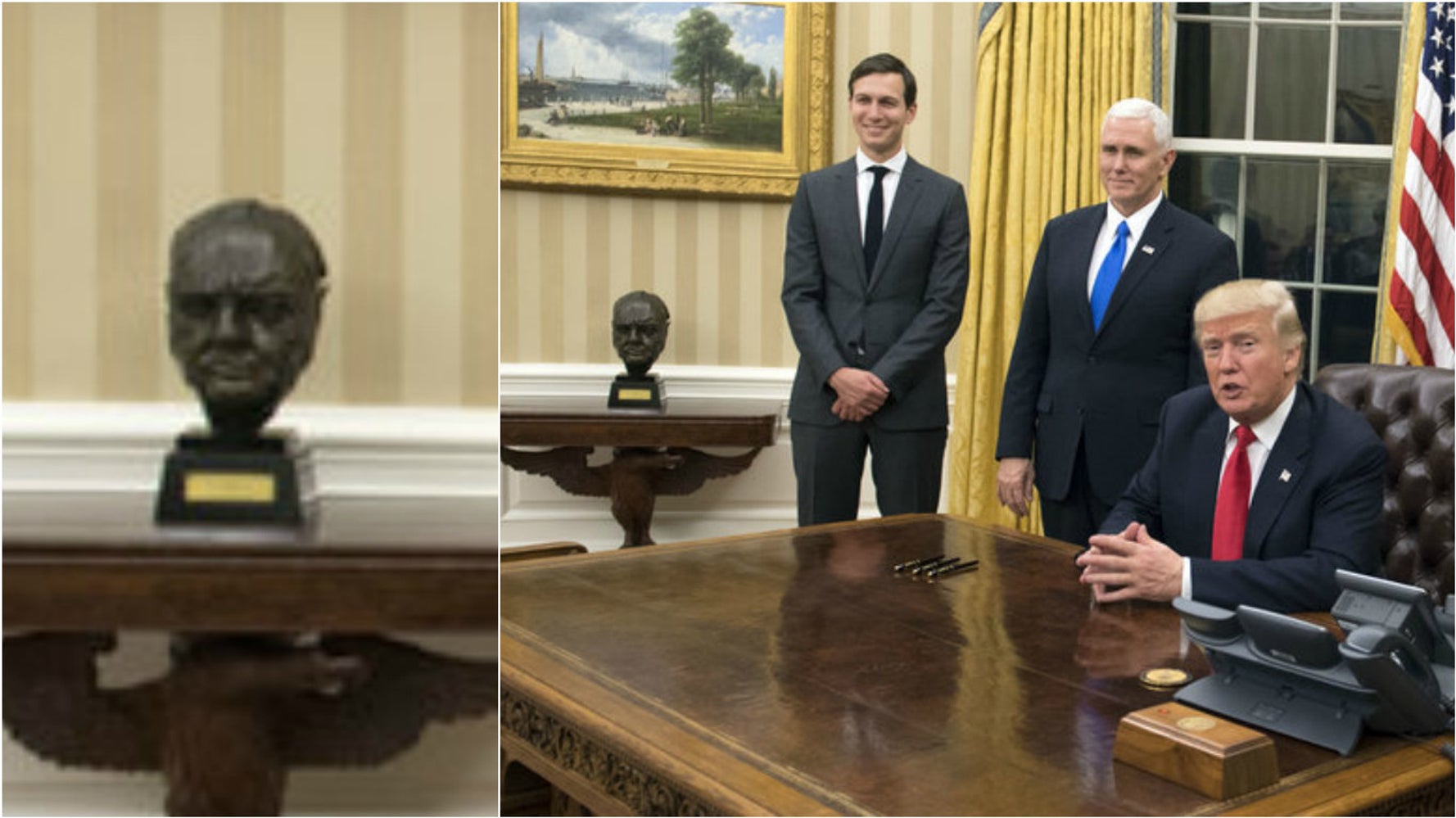 President Donald Trump Returns Bust Of Sir Winston Churchill To Oval ...