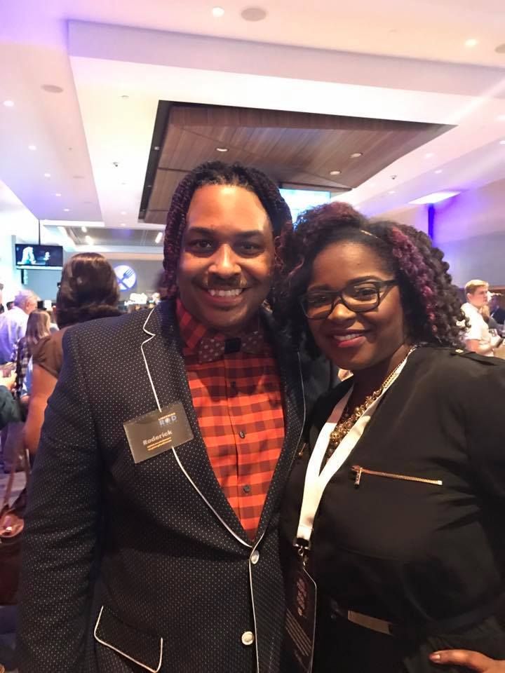 Pictured: Roderick Stoker (l) of Lightning Rod Events and Ebony Combs (r) of Brand Me Global and Huffington Post