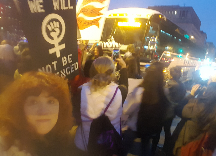 The author, in a selfie, participating in the street demo