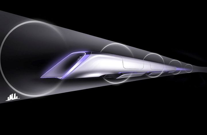 A concept rendering of Elon Musk's Hyperloop transport system.