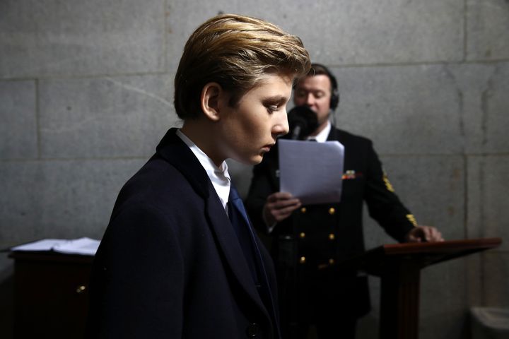Barron Trump arriving at the US Capitol on the day of his father's inauguration 