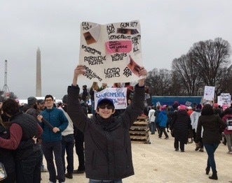 One very encouraging part of the March were all the men and boys (like my husband and 16-year-old son, who is holding up a sign high and proud) who came out in support of women’s rights.